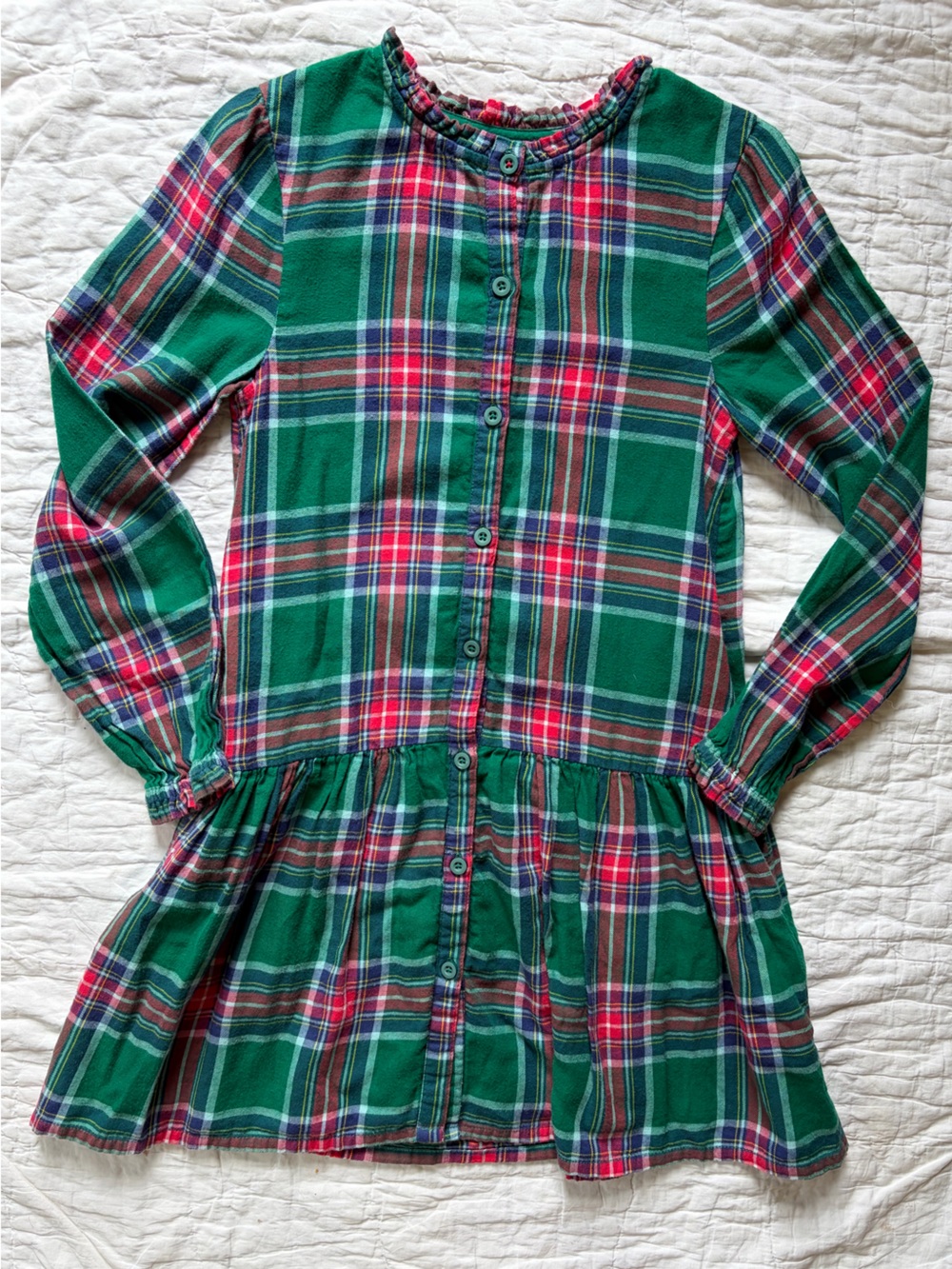 Mini Boden Tartan Plaid Button-Front Dress, 9-10 years